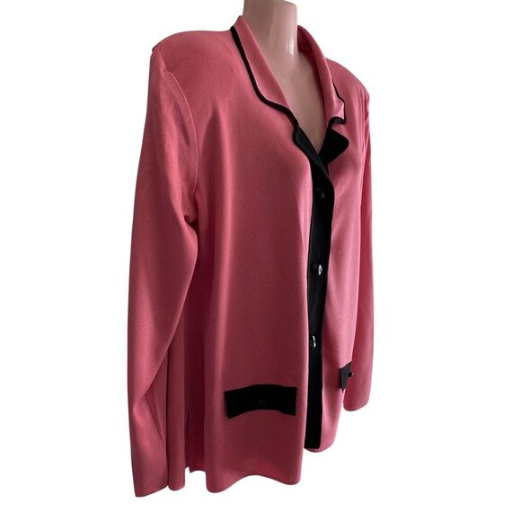 Exclusively Misook Cardigan Womens Large Button Up Jacket Shoulder Pads Knit - Picture 2 of 5